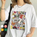 カラーイラストプリントTシャツ 夏 韓国 | SHEENA | 詳細画像1