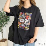 ブラック | カラーイラストプリントTシャツ 夏 韓国 | SHEENA