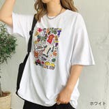 ホワイト | カラーイラストプリントTシャツ 夏 韓国 | SHEENA