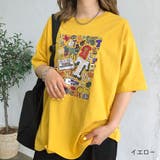 イエロー | カラーイラストプリントTシャツ 夏 韓国 | SHEENA