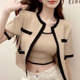 バイカラー半袖サマーニットアンサンブル 夏 韓国 | SHEENA | 詳細画像19