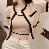 バイカラー半袖サマーニットアンサンブル 夏 韓国 | SHEENA | 詳細画像20