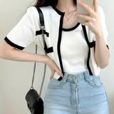 バイカラー半袖サマーニットアンサンブル 夏 韓国 | SHEENA | 詳細画像10