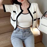 バイカラー半袖サマーニットアンサンブル 夏 韓国 | SHEENA | 詳細画像4