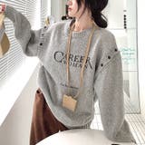 肩開きロゴプリントニットトップス 秋 冬 | SHEENA | 詳細画像2