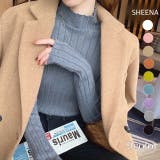 プチワイドリブニットトップス　秋　冬　韓国　韓国ファッション　ニット　トップス　長袖　リブ　ハイネック　ミドルネック　カラー　きれいめ　カジュアル　
