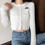 刺しゅうロゴクロップドリブニットカーディガン 秋 冬 | SHEENA  | 詳細画像12 