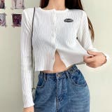 刺しゅうロゴクロップドリブニットカーディガン 秋 冬 | SHEENA  | 詳細画像14 