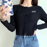 刺しゅうロゴクロップドリブニットカーディガン 秋 冬 | SHEENA  | 詳細画像5 