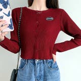 刺しゅうロゴクロップドリブニットカーディガン 秋 冬 | SHEENA  | 詳細画像6 