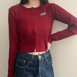 刺しゅうロゴクロップドリブニットカーディガン 秋 冬 | SHEENA  | 詳細画像9 