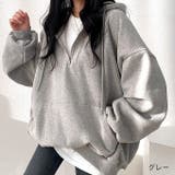グレー | 裏起毛ボリュームスリーブハーフジップトップス 秋 冬 | SHEENA
