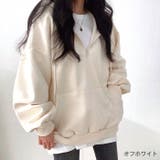 オフホワイト | 裏起毛ボリュームスリーブハーフジップトップス 秋 冬 | SHEENA