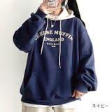 ネイビー | アーチロゴ配色パーカー 秋 冬 | SHEENA