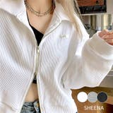 襟付きワッフルZIPトップス 春 秋 | SHEENA | 詳細画像1