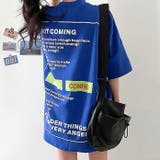 ブルー | backメッセージプリントルーズTシャツ 春 夏 | SHEENA