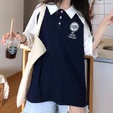 ラインスリーブポロ襟ゆったりTシャツ 春 夏 | SHEENA | 詳細画像10