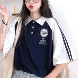 ラインスリーブポロ襟ゆったりTシャツ 春 夏 | SHEENA | 詳細画像13