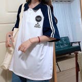 ラインスリーブポロ襟ゆったりTシャツ 春 夏 | SHEENA | 詳細画像15
