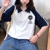 ラインスリーブポロ襟ゆったりTシャツ 春 夏 | SHEENA | 詳細画像20
