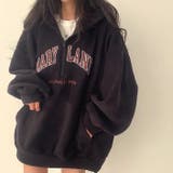 ブラック | 刺しゅうロゴボアハーフジッププルオーバー 秋 冬 | SHEENA