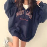 ネイビー | 刺しゅうロゴボアハーフジッププルオーバー 秋 冬 | SHEENA