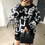 ブラックホワイト | もこもこアルファベットニットプルオーバー 秋 冬 | SHEENA
