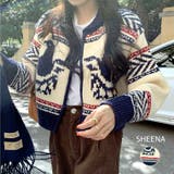 ノルディック柄カウチンジップニットカーディガン 秋 冬 | SHEENA | 詳細画像1