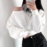 ホワイト | ワイドネックショート丈トレーナー 春 秋 | SHEENA 