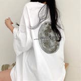 ホワイト | フルムーンプリントオーバーサイズTシャツ 春 夏 | SHEENA