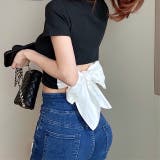 バックBIGリボンリブTシャツ 春 夏 | SHEENA | 詳細画像14