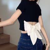 バックBIGリボンリブTシャツ 春 夏 | SHEENA | 詳細画像15