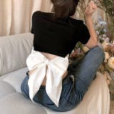 バックBIGリボンリブTシャツ 春 夏 | SHEENA | 詳細画像2
