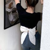 バックBIGリボンリブTシャツ 春 夏 | SHEENA | 詳細画像8
