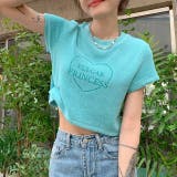 ハートロゴプリント半袖ニットソーTシャツ 春 夏 | SHEENA | 詳細画像25
