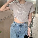 グレージュ | ハートロゴプリント半袖ニットソーTシャツ 春 夏 | SHEENA