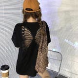 ブラック | シアーバタフライ半袖Tシャツ 春 夏 | SHEENA