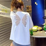 ホワイト | シアーバタフライ半袖Tシャツ 春 夏 | SHEENA