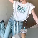 サイドドローコードフレンチスリーブショート丈Tシャツ 春 夏 | SHEENA | 詳細画像18