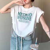ホワイト | サイドドローコードフレンチスリーブショート丈Tシャツ 春 夏 | SHEENA