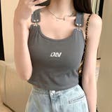 チャコールグレー | メタルロゴフックショルダータンク 春 夏 | SHEENA 