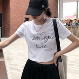 ホワイト | レタリングロゴクロップド丈Tシャツ 春 夏 | SHEENA