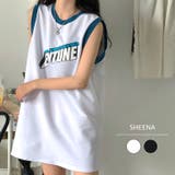 グラフィックロゴフレンチスリーブTシャツ チュニック 春 | SHEENA | 詳細画像1