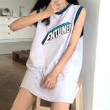 ホワイト | グラフィックロゴフレンチスリーブTシャツ チュニック 春 | SHEENA