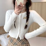 サムホール付き刺しゅうロゴニットカーディガン 秋 冬 | SHEENA | 詳細画像25