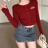 サムホール付き刺しゅうロゴニットカーディガン 秋 冬 | SHEENA | 詳細画像9