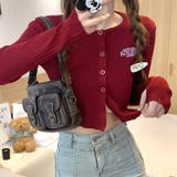 サムホール付き刺しゅうロゴニットカーディガン 秋 冬 | SHEENA | 詳細画像2