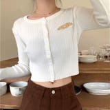 サムホール付き刺しゅうロゴニットカーディガン 秋 冬 | SHEENA | 詳細画像29