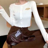 サムホール付き刺しゅうロゴニットカーディガン 秋 冬 | SHEENA | 詳細画像30