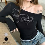 ラインストーンロゴワンショルトップス ロンT 秋 | SHEENA  | 詳細画像1 